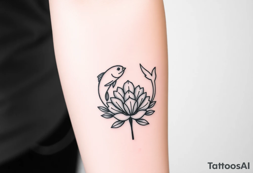 zodiac sign "pisces + cancer" inside a flower tattoo idea