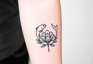 zodiac sign "pisces + cancer" inside a flower tattoo idea