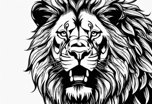 powerful lion with fire tattoo idea
