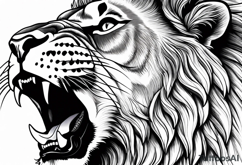 Lion with dominance and fear roaring make it scary tattoo idea