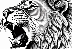 Lion with dominance and fear roaring make it scary tattoo idea