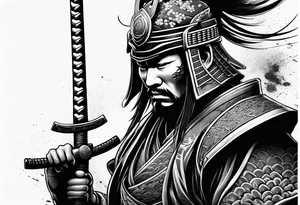 Samurai with mask tattoo idea