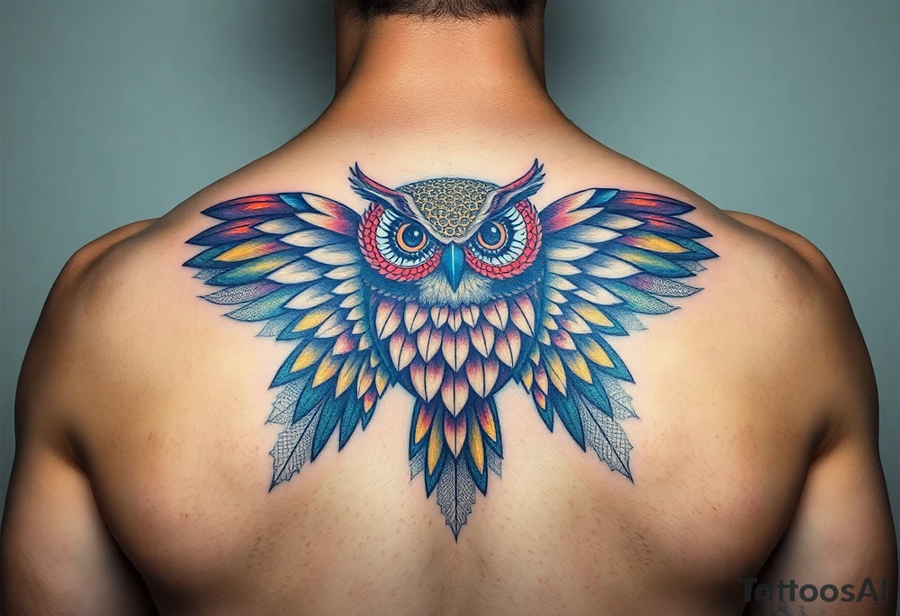 Honey comb owl tattoo idea