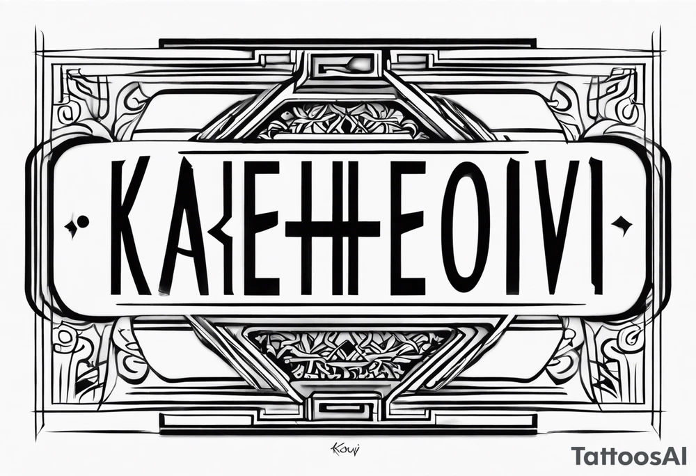 Design a tattoo featuring the name 'Kaherovi' rendered in a Sanskrit-inspired English font. tattoo idea