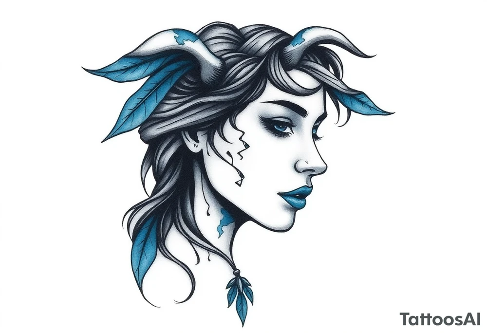 A minimalist tattoo that represents a shattered and betrayed gemini woman who fought hard throughout this year. With colors blue and black. Make it unique and rare. Without leaves and stem. tattoo idea