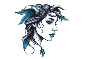 A minimalist tattoo that represents a shattered and betrayed gemini woman who fought hard throughout this year. With colors blue and black. Make it unique and rare. Without leaves and stem. tattoo idea