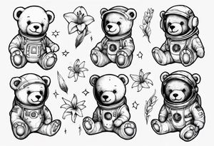 Teddy bear Lily astronaut tattoo idea
