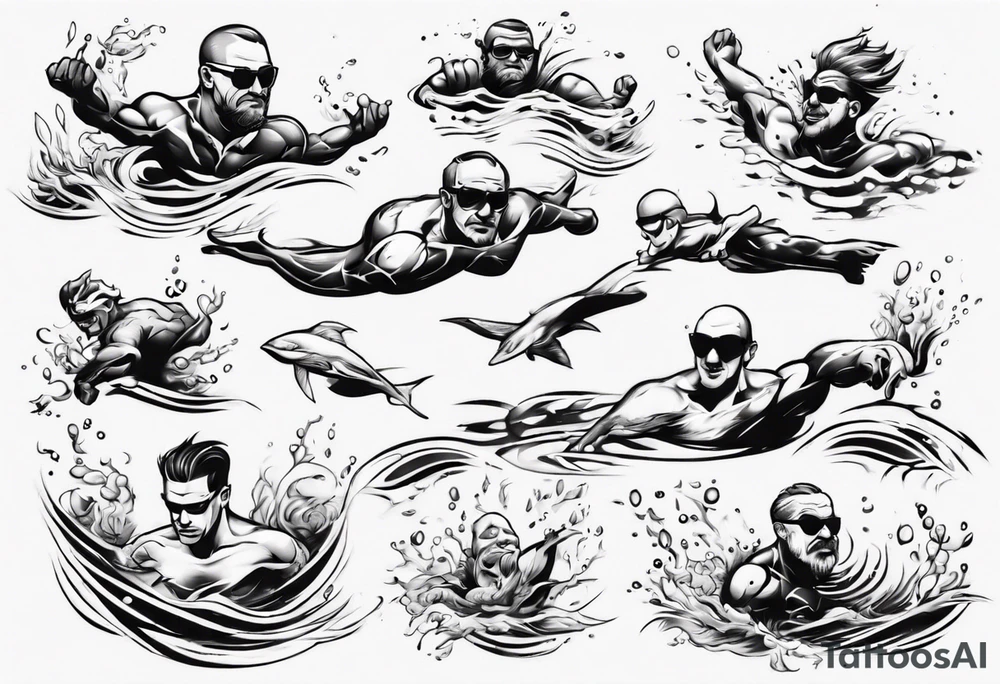 man swimming, no details tattoo idea