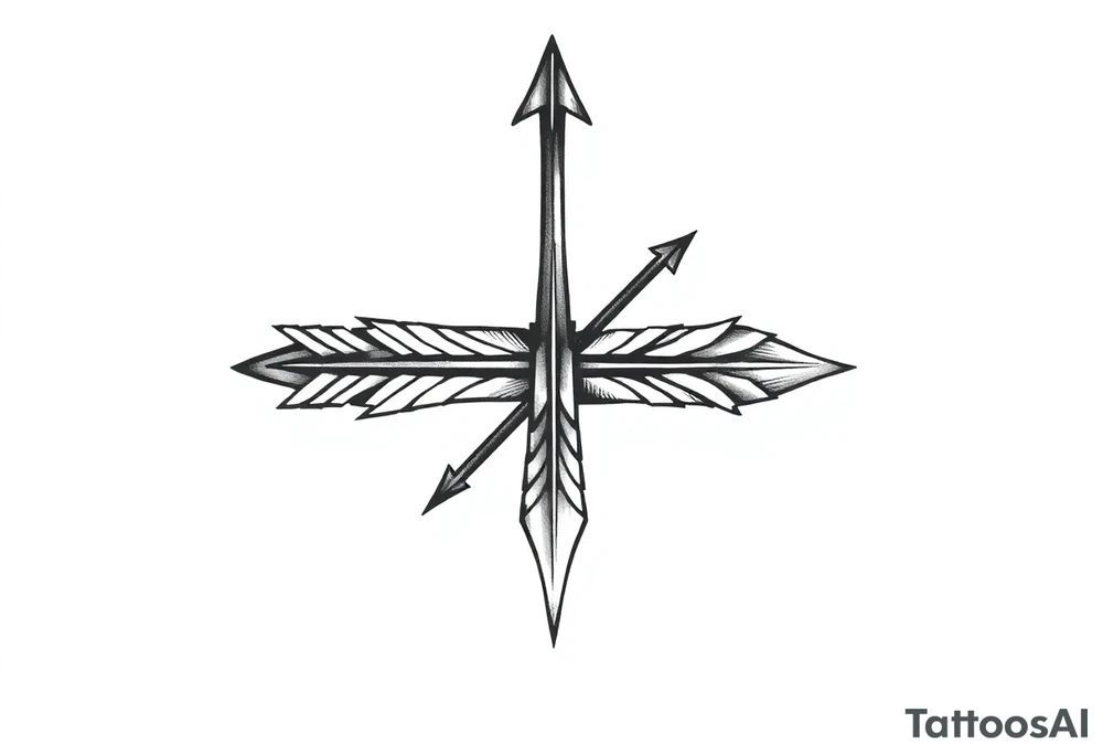 thick arrow look down tattoo idea