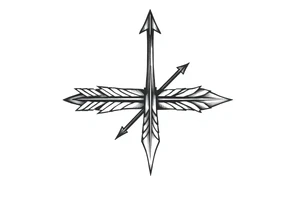 thick arrow look down tattoo idea