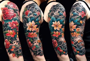 Korean arm sleeve tattoo tattoo idea