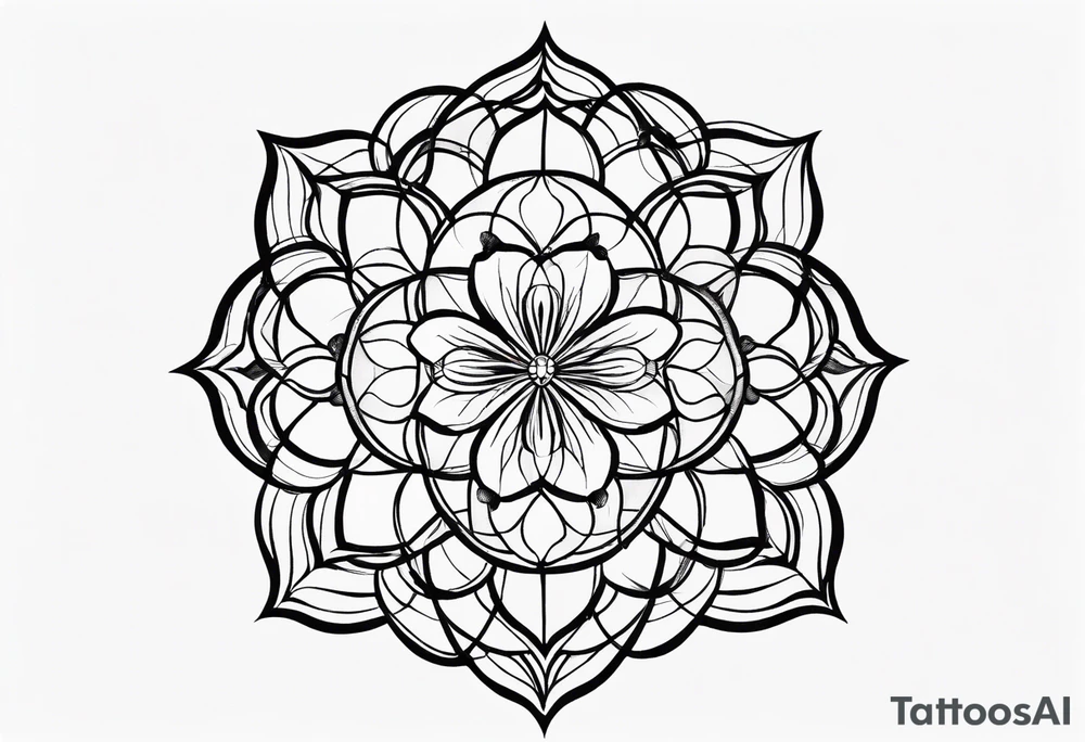Linear minimalistic flower of life, tattoo idea
