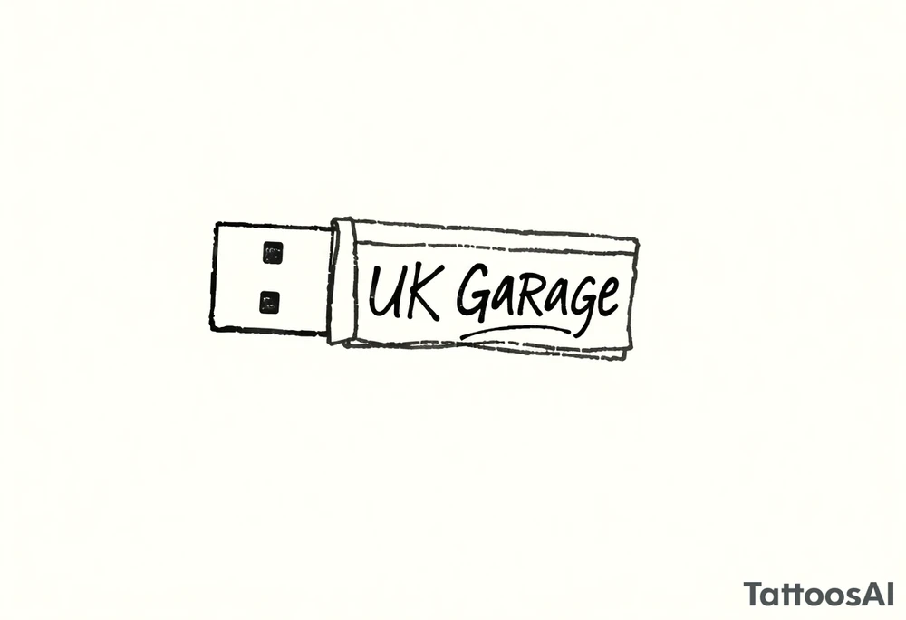 A usb drive with a little piece of sticky tape that says “UK Garage” tattoo idea