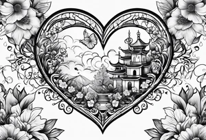 flowers hearts heaven tattoo idea