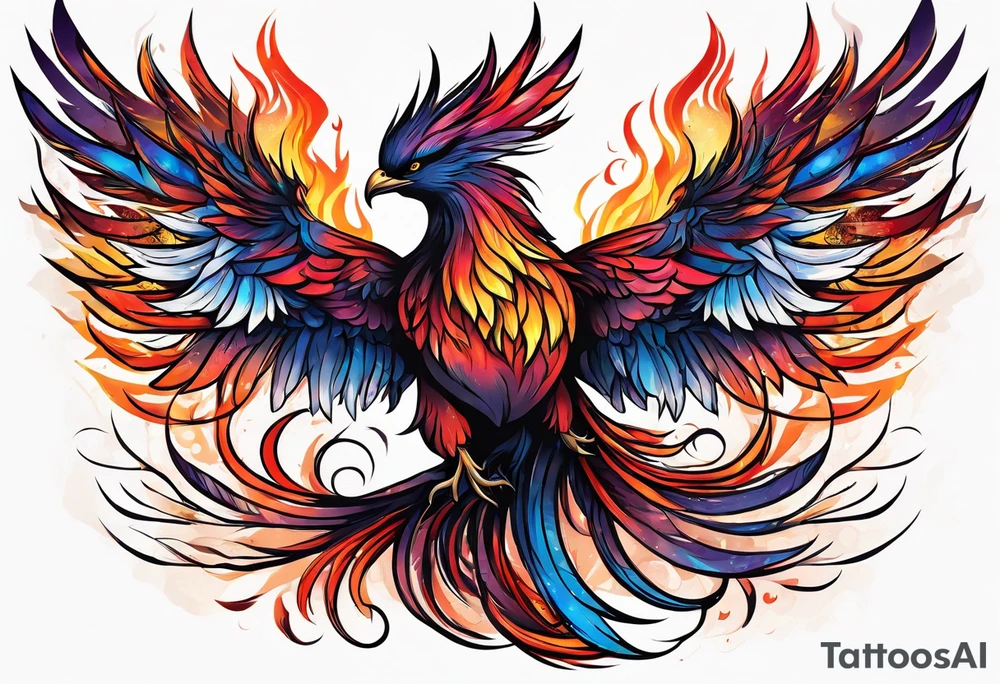 phoenix rising from the ashes tattoo idea