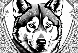 serious looking Siberian Husky 50/50 tattoo idea