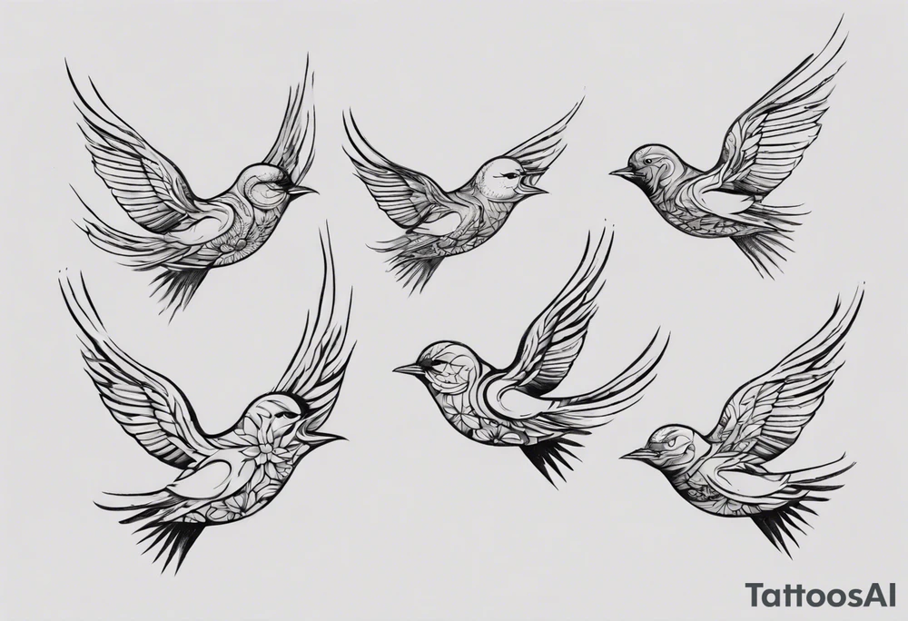 Three birds flying different sizes tattoo idea