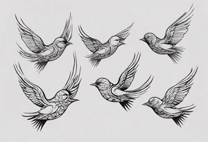 Three birds flying different sizes tattoo idea