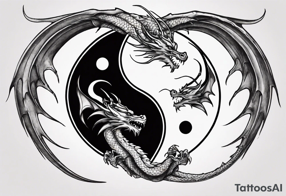 Two Dragons Creating Yin Yang tattoo idea