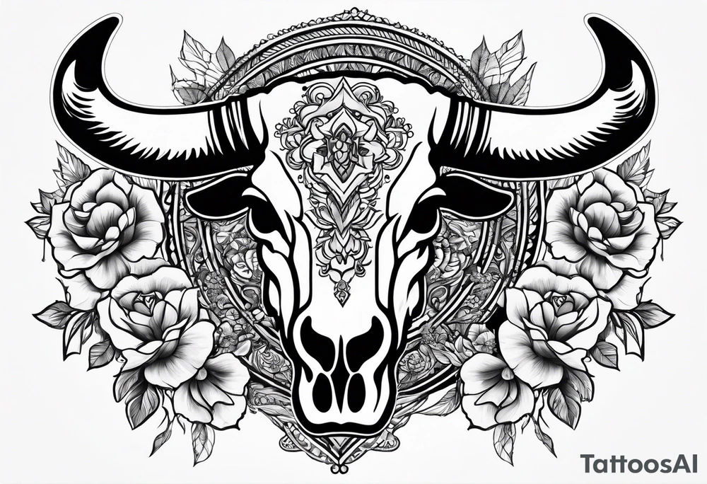 Feminine Bull skull tattoo idea