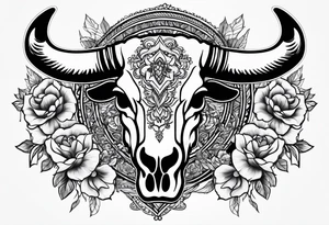 Feminine Bull skull tattoo idea