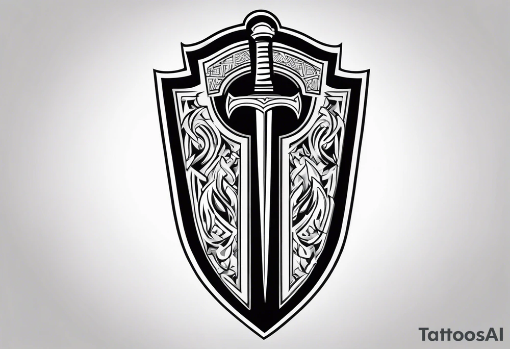 Valhalla sword shield lightning tattoo idea