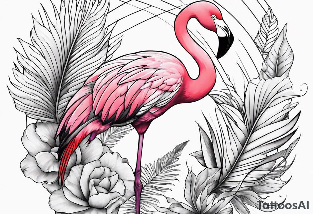 cute flamingo tattoo idea