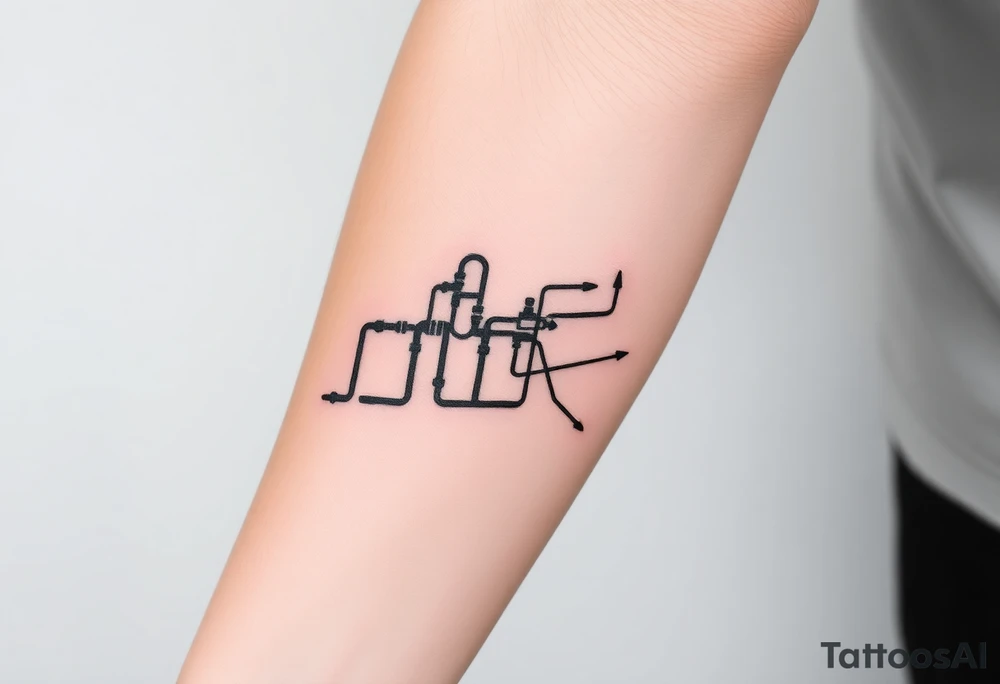 System of pipes that transitions and transforms into veins of forearm tattoo idea