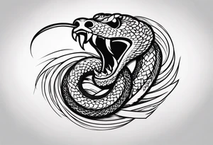 Rattlesnake coiled around a katana tattoo idea