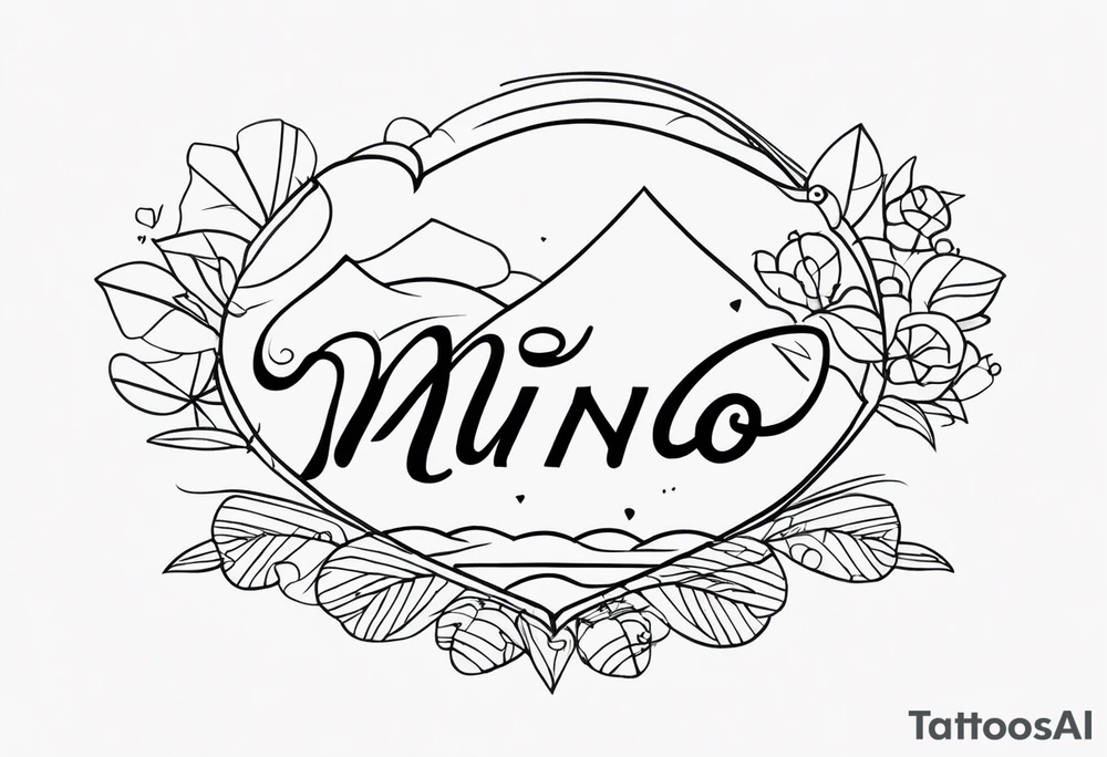 Create a Fine Line tattoo made out of the name Mingo and very pretty but hide the name in the image tattoo idea