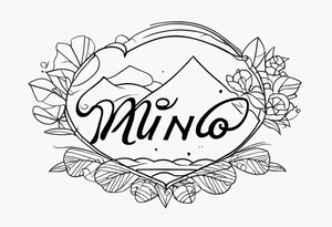 Create a Fine Line tattoo made out of the name Mingo and very pretty but hide the name in the image tattoo idea