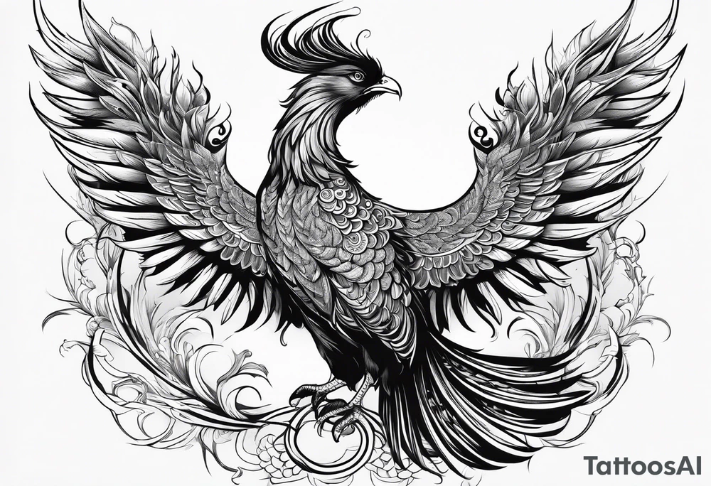 Asian phoenix with a long neck tattoo idea