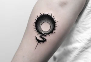 A representation of a worm hole with 2 sides tattoo idea