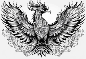 croquis d'un phoenix, lune bleu tattoo idea