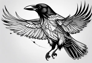 outlines of a flying crow, without bows, no contours tattoo idea