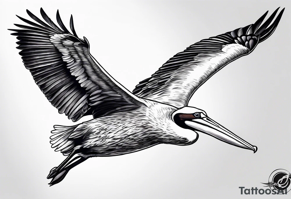 flying fast pelican tattoo idea