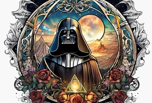 Deathly hallows symbol with star wars and lord of the rings tattoo idea
