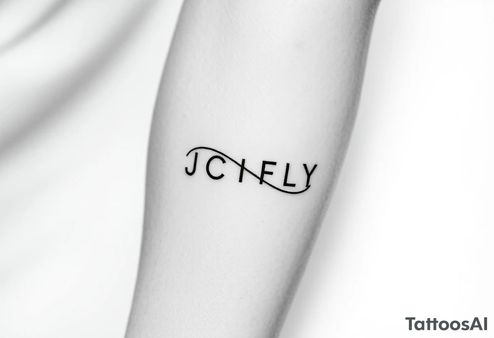 A small tattoo to go on my inner forearm with the letters JCIFLY in an infinity symbol shape tattoo idea