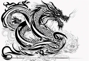 Taekwondo blackbelt with korean dragon in background tattoo idea