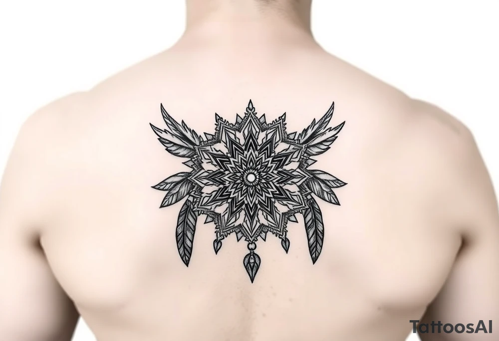 spiritual feathers ornamental mandala shaman tattoo idea