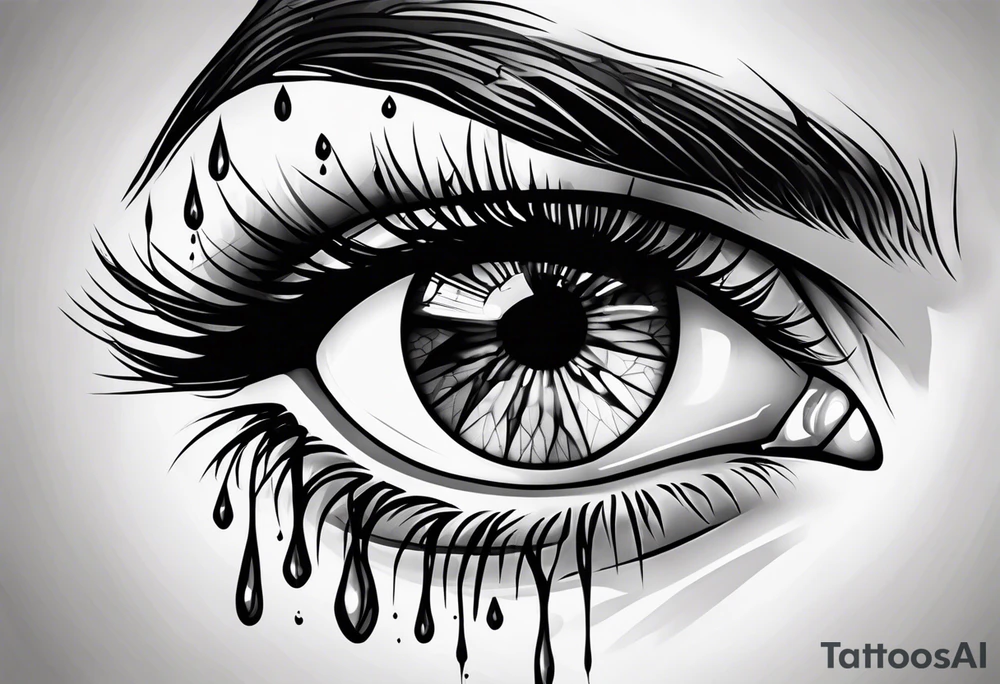Realistic eye crying tattoo idea