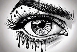 Realistic eye crying tattoo idea