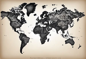 a old world map for the back of a forearm tattoo idea