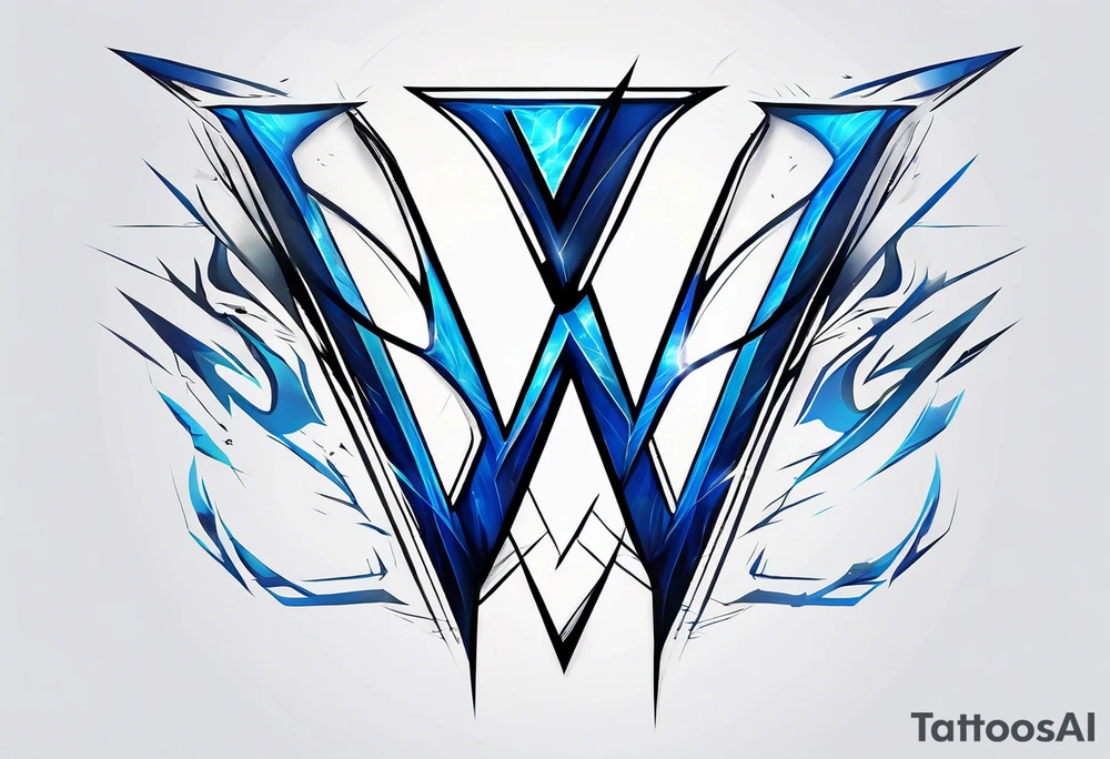 Blue Lightning forming The Letter V tattoo idea