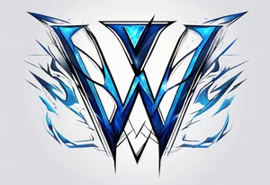 Blue Lightning forming The Letter V tattoo idea