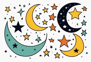 stars and moon

old school vintage simple traditional design with vintage
bold color simple tattoo idea