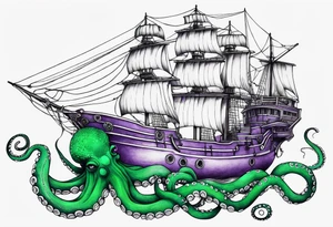 Purple and green octopus 

Ship tattoo idea