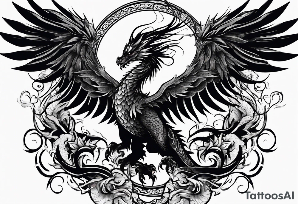 phoenix and dragon tattoo idea