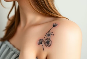 wrist tattoo with marigold, lily of the valley, and chrysanthemum tattoo idea