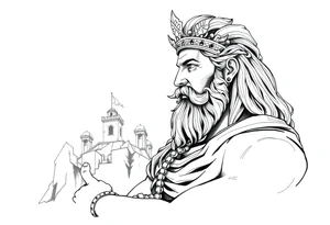 GREEK GOD LOOKING OVER HIS EMPIRE tattoo idea
